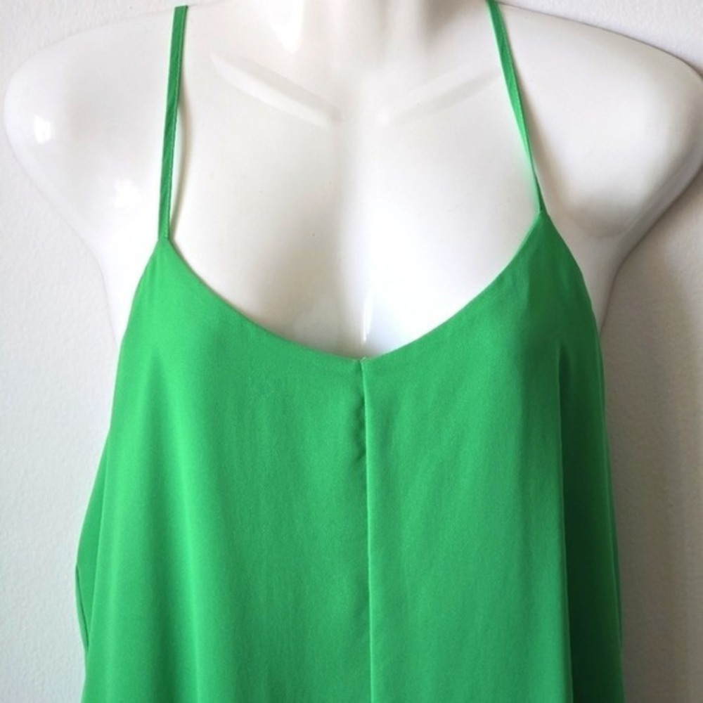 Topshop Green Strappy Split Front Cami Mini Dress Womens Size 6 - Picture 3 of 5
